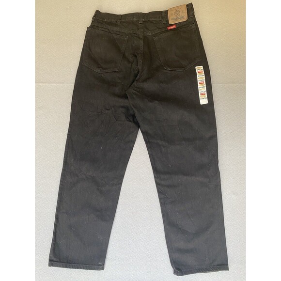 Wrangler Jeans 32x29 Black Relaxed Fit Dark Wash Straight Leg Tag 34x30 - Picture 1 of 12